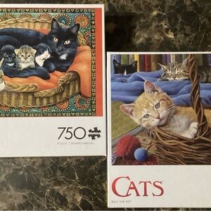 2 FOR 1! BUFFALO 750 PIECE PUZZLES “CATS” LINE WORKED ONCE